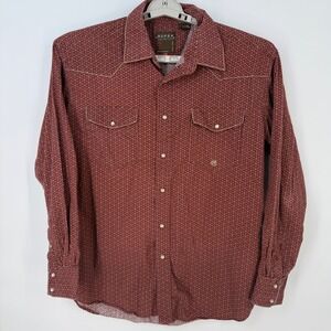 Roper Mens Pearl Snap Western Shirt Size L Long Sleeve Geometric Print Rodeo